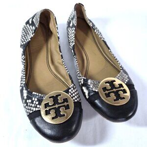 Tory Burch Snakeskin Print Leather Ballet Flats Size 8.5